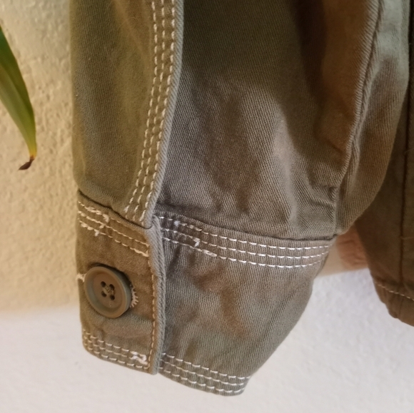 Topshop Olive Green Khaki Barn Chore Coat Contrast Stitched Casual Utility 12 - Picture 8 of 9